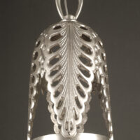 ETS. CHARLES BOULANGER : SUSPENSION GLOBE ART DÉCO BRONZE ARGENTÉ ET VERRE GRAVÉ – Image 6