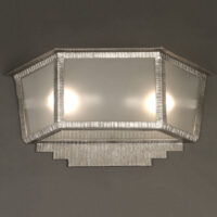 GRANDE APPLIQUE ART DÉCO FERRONNERIE D'ART ET VERRE DÉPOLI BLANC – Image 2