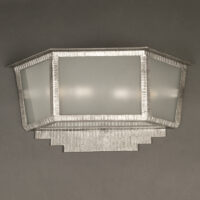 GRANDE APPLIQUE ART DÉCO FERRONNERIE D'ART ET VERRE DÉPOLI BLANC