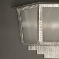 GRANDE APPLIQUE ART DÉCO FERRONNERIE D'ART ET VERRE DÉPOLI BLANC – Image 4